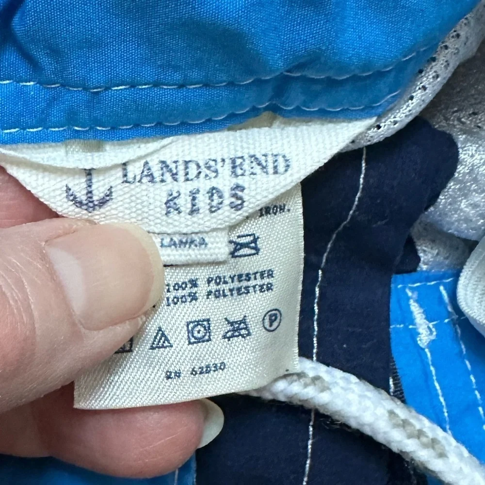 Lands End Kids Boys Swim Shorts Adjustable Elastic Waistband & Lace Tie Lined
